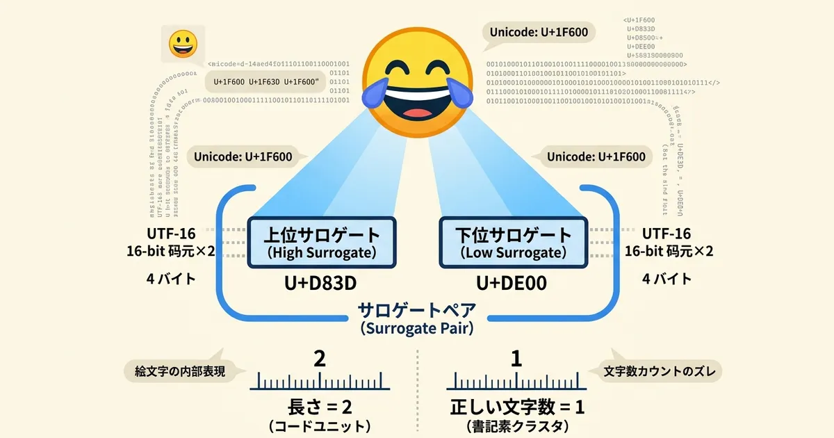 サロゲートペアと絵文字の文字数カウント
